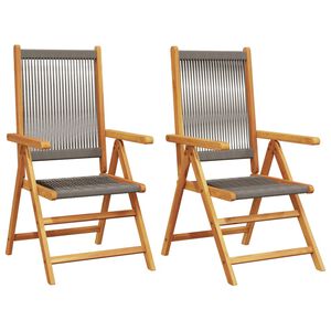 vidaXL Garden Chairs 2 pcs Grey Solid Wood Acacia and Polypropylene