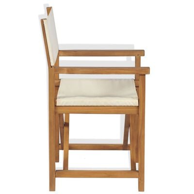 vidaXL Folding Director's Chair Solid Teak Wood, cream vidaXL Folding Director's Chair Solid Teak Wood