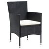 vidaXL 3 Piece Garden Dining Set with Cushions Poly Rattan Black