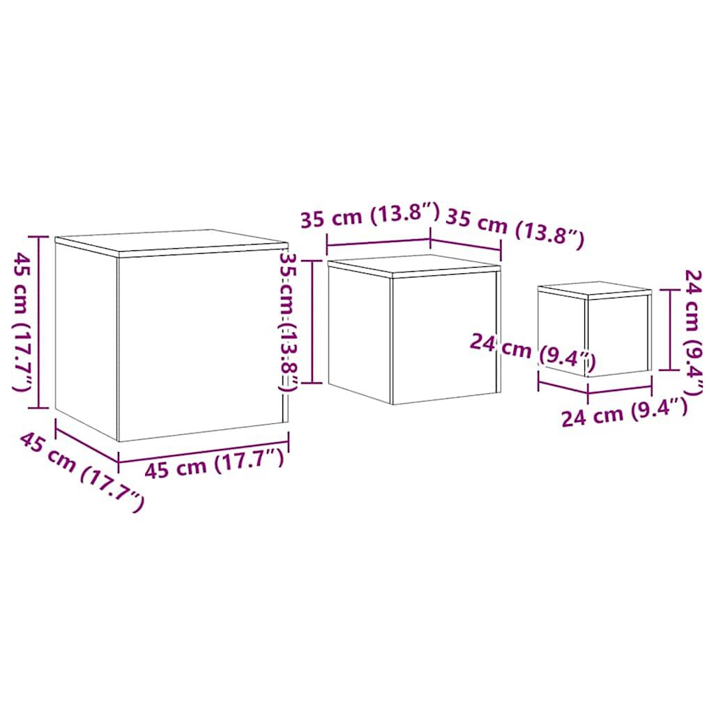 vidaXL Side Tables 3 pcs White Engineered Wood