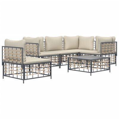 vidaXL 6 Piece Garden Lounge Set with Cushions Anthracite Poly Rattan,  vidaXL 6 Piece Garden Lounge Set with Cushions Anthracite Poly Rattan