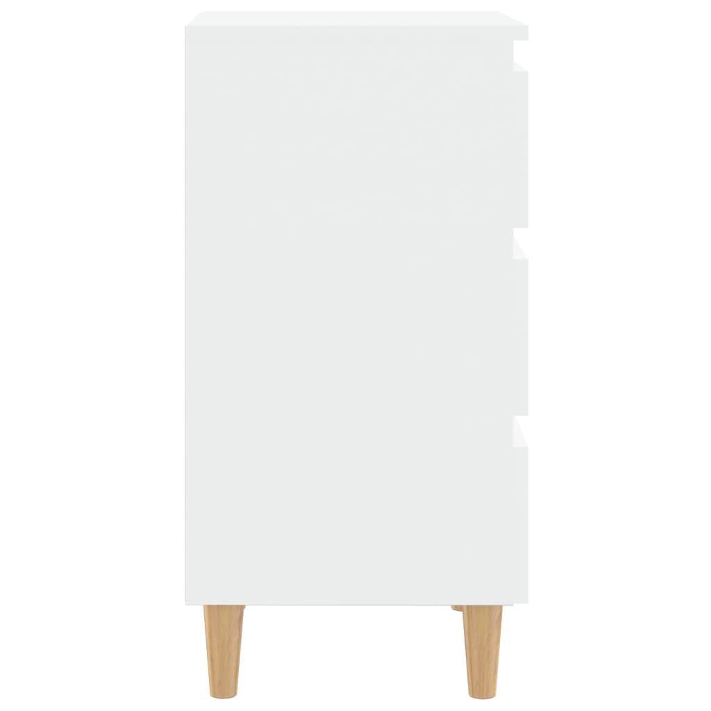 vidaXL Bed Cabinets with Solid Wood Legs 2 pcs White 40x35x69 cm