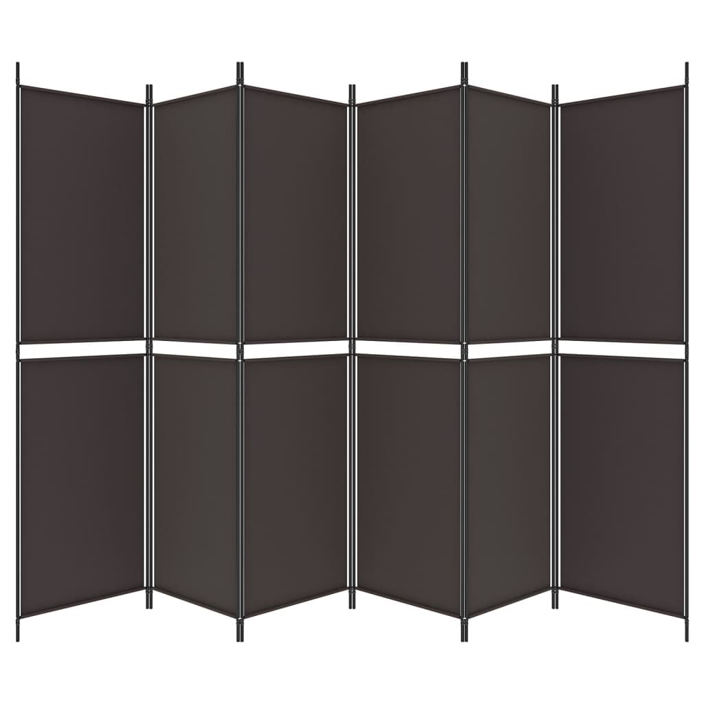 vidaXL 6-Panel Room Divider Brown 300x200 cm Fabric