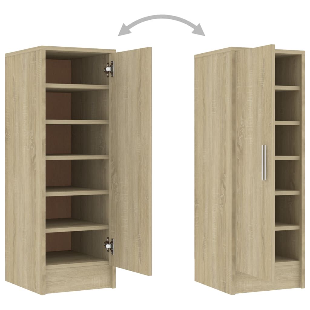 vidaXL Shoe Cabinet Sonoma Oak 32x35x92 cm Engineered Wood
