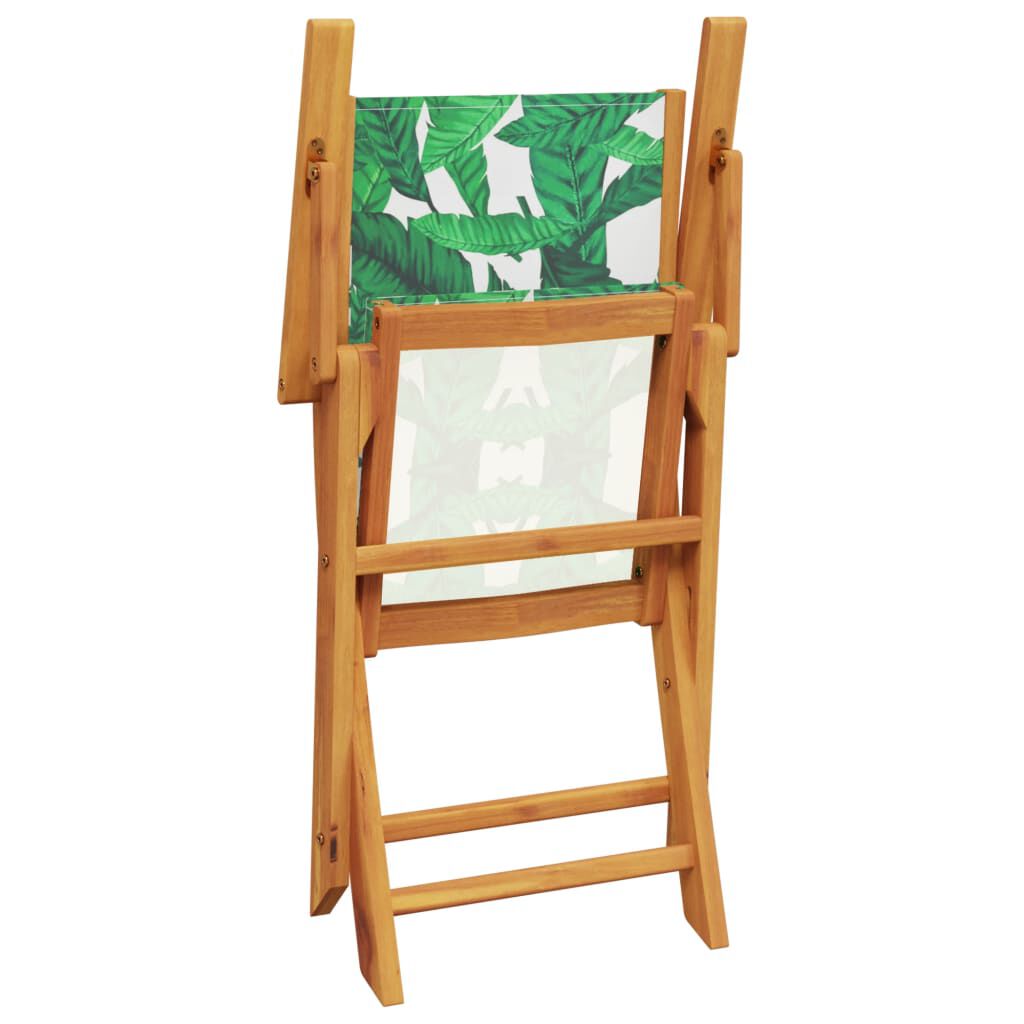 vidaXL 7 Piece Garden Dining Set Leaf Pattern Fabric and Solid Wood