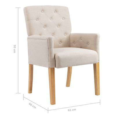 vidaXL Dining Chairs with Armrests 4 pcs Beige Fabric