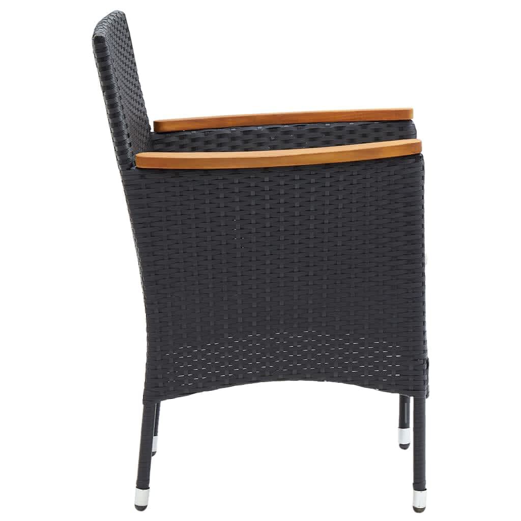 vidaXL 9 Piece Garden Dining Set with Cushions Poly Rattan Black