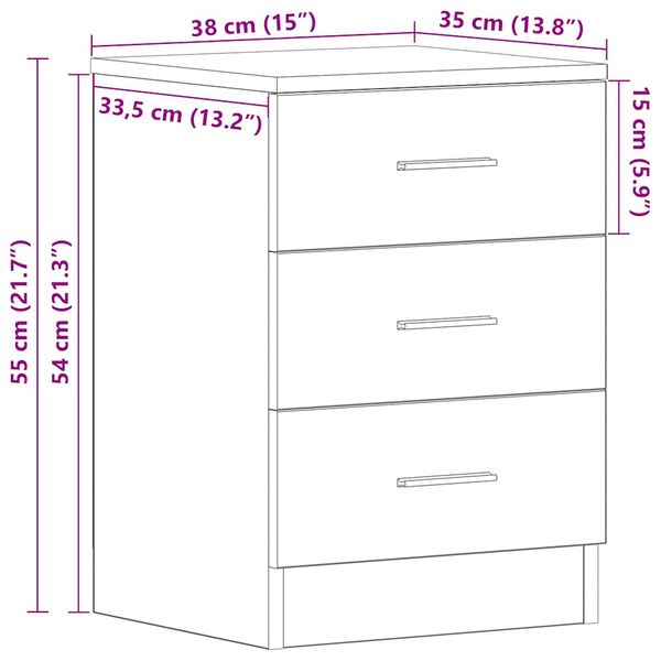 vidaXL Bedside Cabinets 2 pcs White 38x35x56 cm Engineered Wood