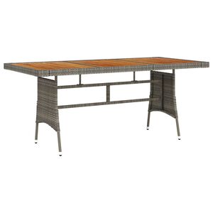 vidaXL Garden Table Grey 160x70x72 cm Poly Rattan & Solid Acacia Wood