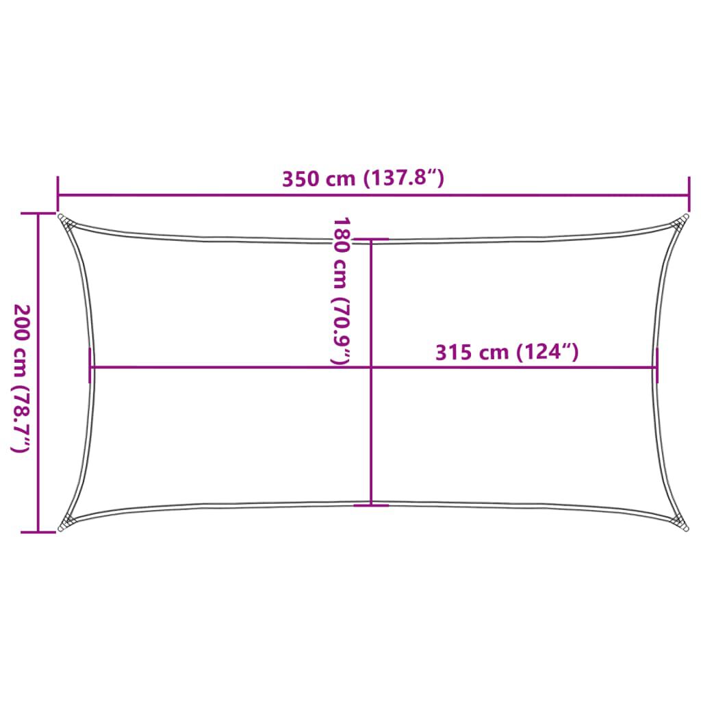 vidaXL Sunshade Sail 160 g/m² Cream 2x3.5 m HDPE
