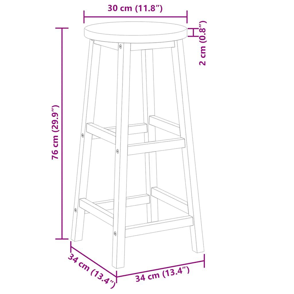 vidaXL Bar Chairs 2 pcs Solid Acacia Wood
