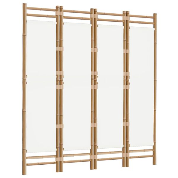 vidaXL Folding 4-Panel Room Divider 160 cm Bamboo and Canvas