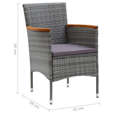 vidaXL Garden Dining Chairs 4 pcs Poly Rattan Grey