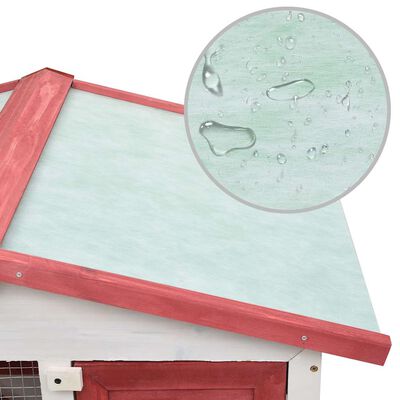 vidaXL Outdoor Rabbit Hutch 3 Doors Red Wood, red vidaXL Outdoor Rabbit Hutch 3 Doors Red Wood