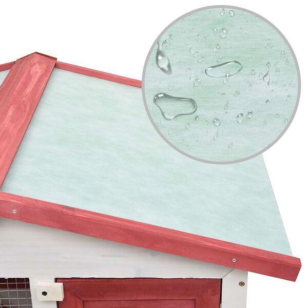 vidaXL Outdoor Rabbit Hutch 3 Doors Red Wood