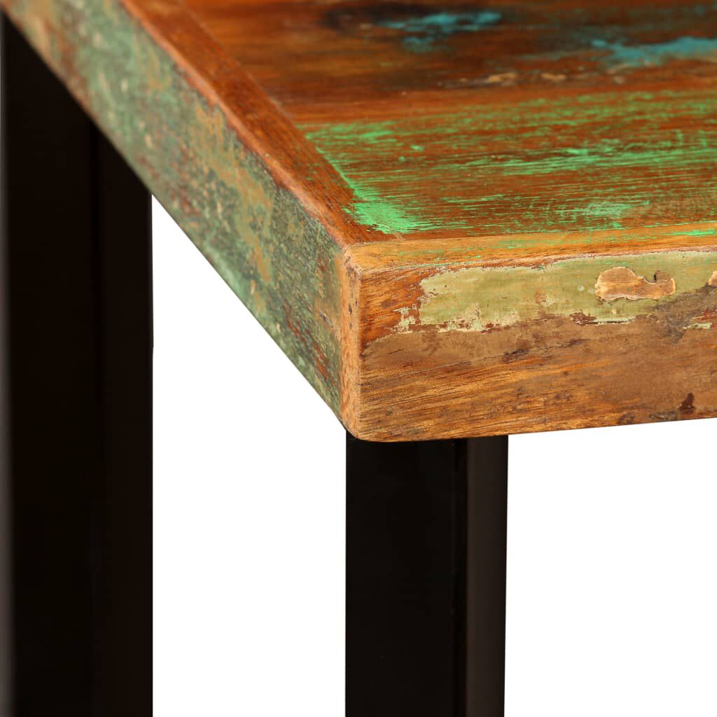 vidaXL Bar Set 3 Pieces Solid Wood Reclaimed and Genuine Leather
