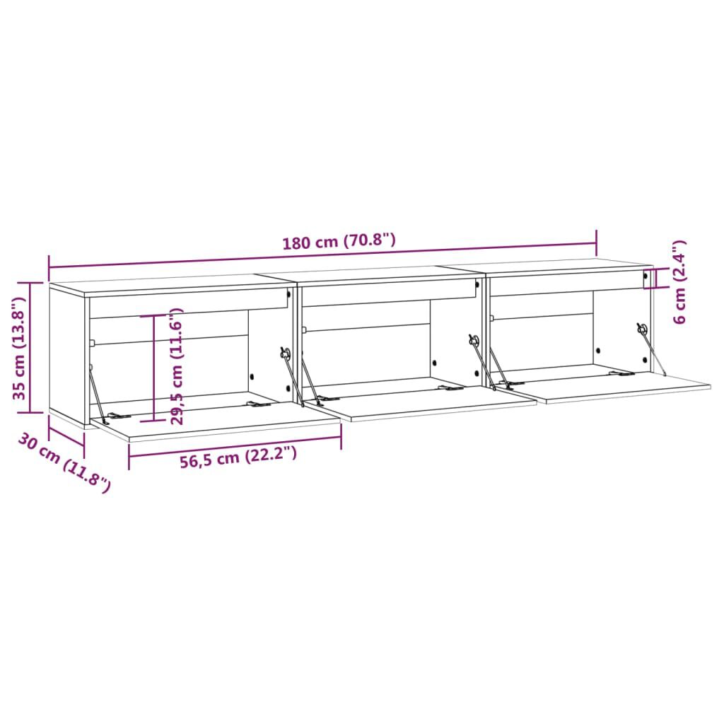 vidaXL TV Cabinets 3 pcs Solid Wood Pine