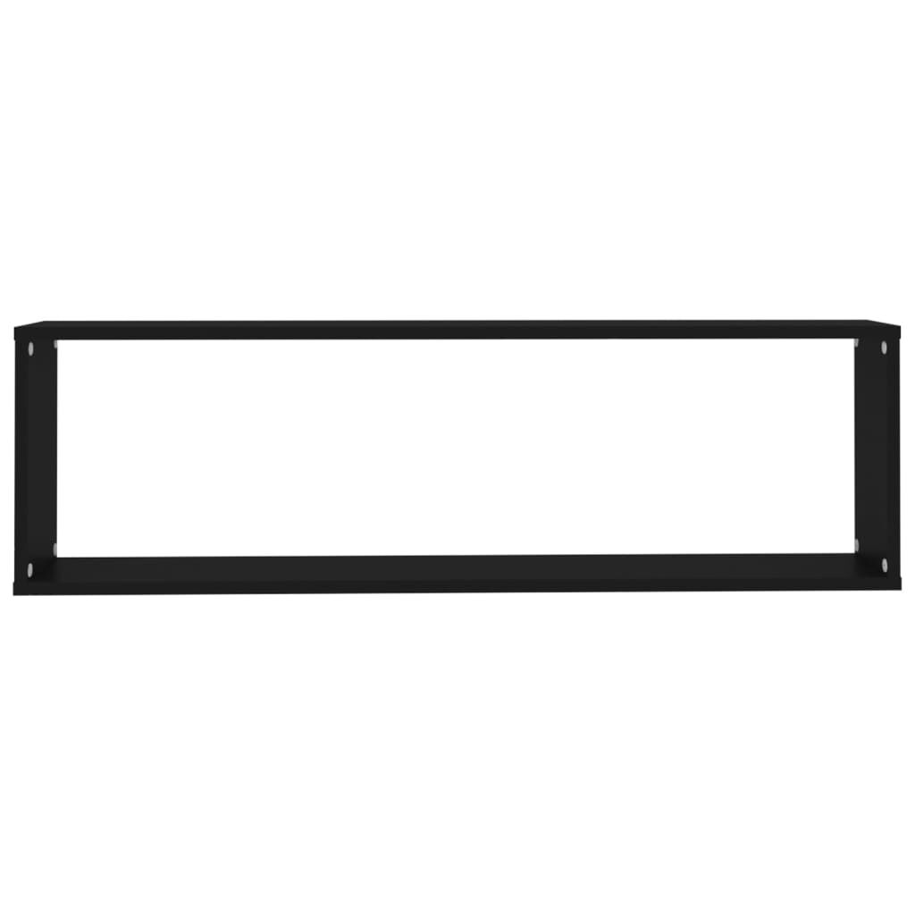 vidaXL Wall Cube Shelf 2 pcs Black 100x15x30 cm Engineered Wood