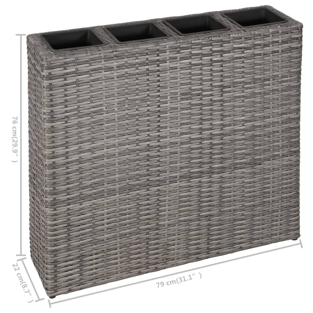 vidaXL Garden Raised Bed with 4 Pots 2 pcs Poly Rattan Grey(2x45426)