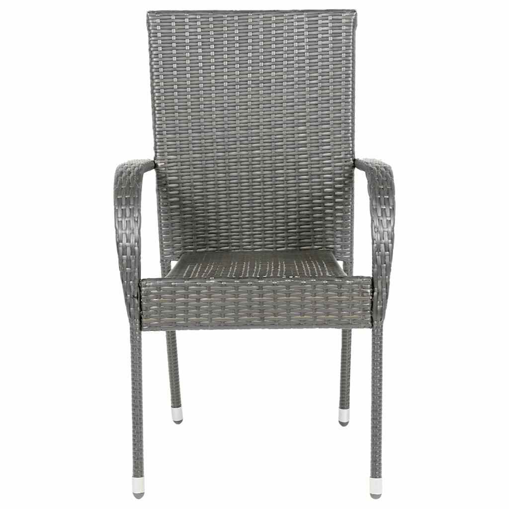 vidaXL Stackable Outdoor Chairs 4 pcs Grey Poly Rattan