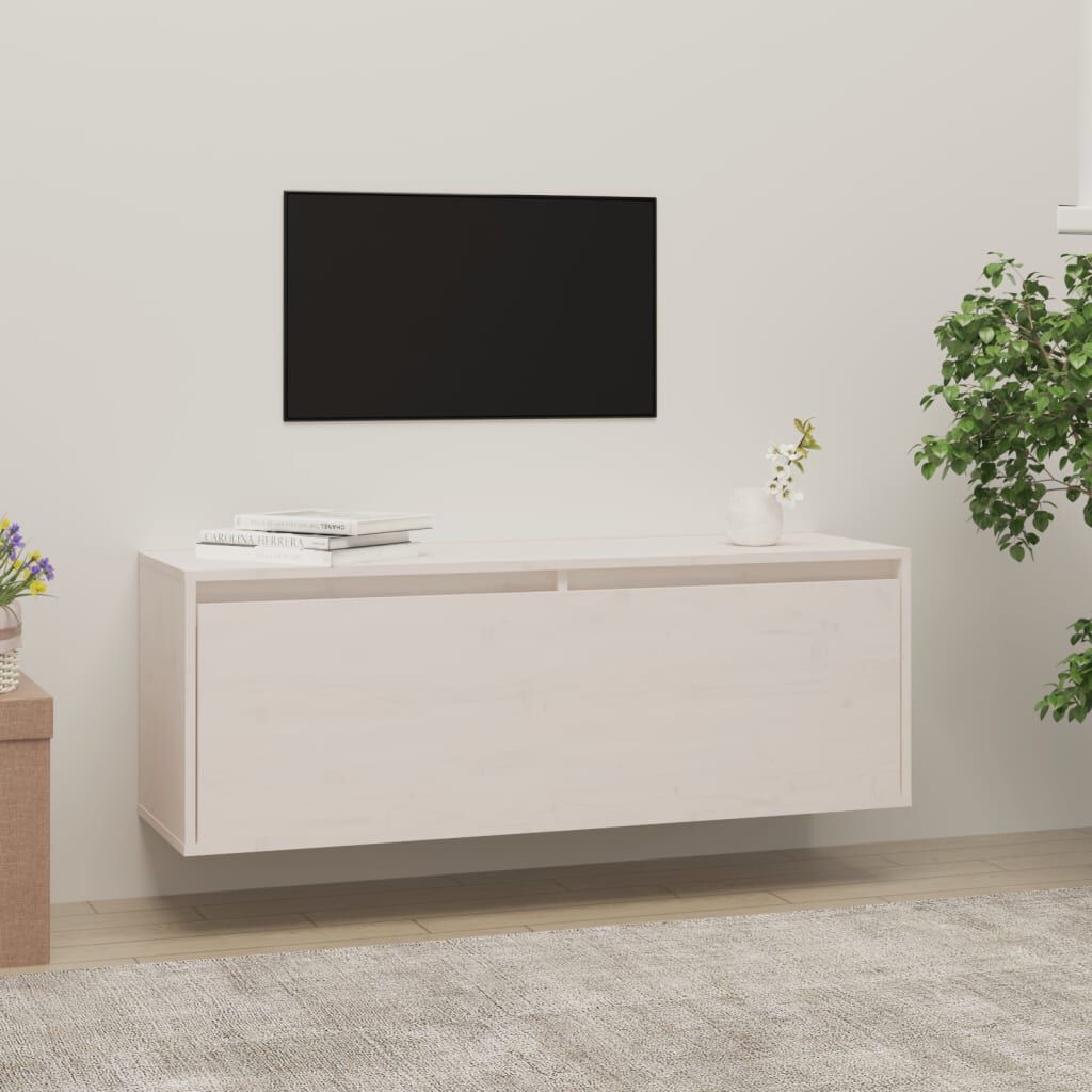 vidaXL Wall Cabinet White 100x30x35 cm Solid Wood Pine