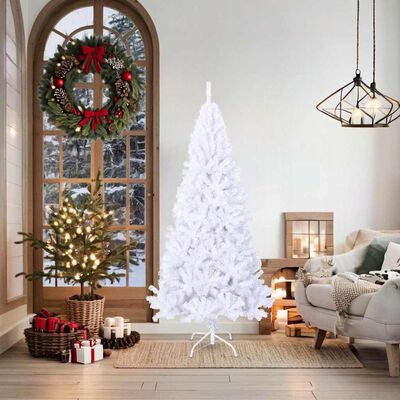 vidaXL Artificial Christmas Tree with Thick Branches White 180 cm PVC, white vidaXL Artificial Christmas Tree with Thick Branches White 180 cm PVC