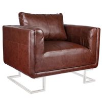 vidaXL Cube Armchair with Chrome Feet Brown Faux Leather, brown vidaXL Cube Armchair with Chrome Feet Brown Faux Leather