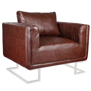 vidaXL Cube Armchair with Chrome Feet Brown Faux Leather