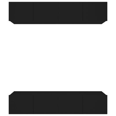 vidaXL TV Cabinets 4 pcs Black 80x30x30 cm Engineered Wood, black vidaXL TV Cabinets 4 pcs Black 80x30x30 cm Engineered Wood