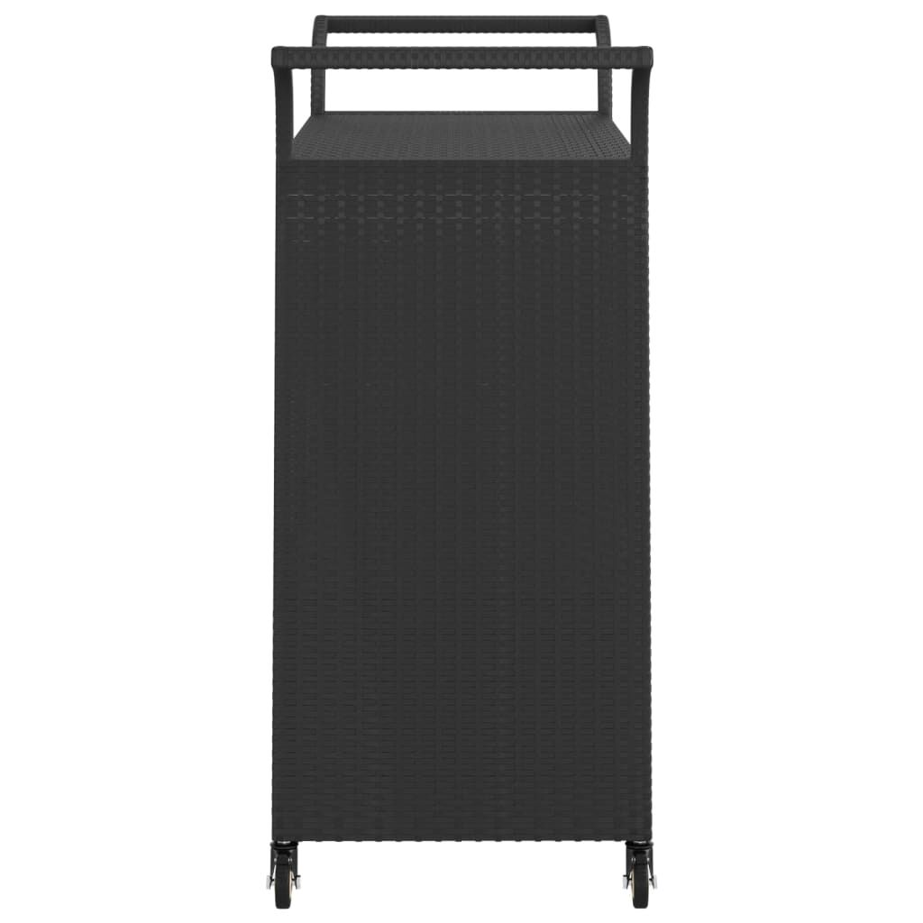 vidaXL Bar Cart with Drawer Black 100x45x97 cm Poly Rattan