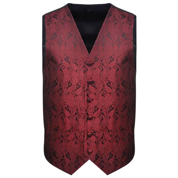 Men's Paisley Wedding Waistcoat Set Size 52 Burgundy
