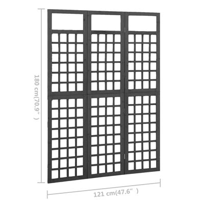 vidaXL 3-Panel Room Divider/Trellis Solid Fir Wood Black 121x180 cm, black vidaXL 3-Panel Room Divider/Trellis Solid Fir Wood Black 121x180 cm