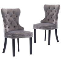 vidaXL Dining Chairs 2 pcs Grey Velvet, grey vidaXL Dining Chairs 2 pcs Grey Velvet