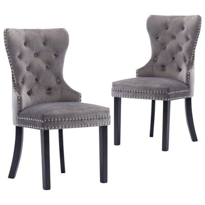 vidaXL Dining Chairs 2 pcs Grey Velvet, grey vidaXL Dining Chairs 2 pcs Grey Velvet