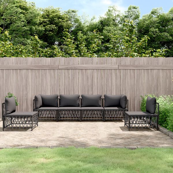 vidaXL 6 Piece Garden Lounge Set with Cushions Anthracite Steel
