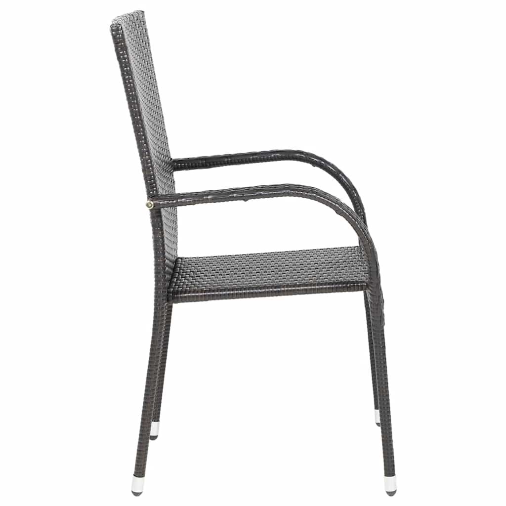 vidaXL Stackable Outdoor Chairs 2 pcs Poly Rattan Brown