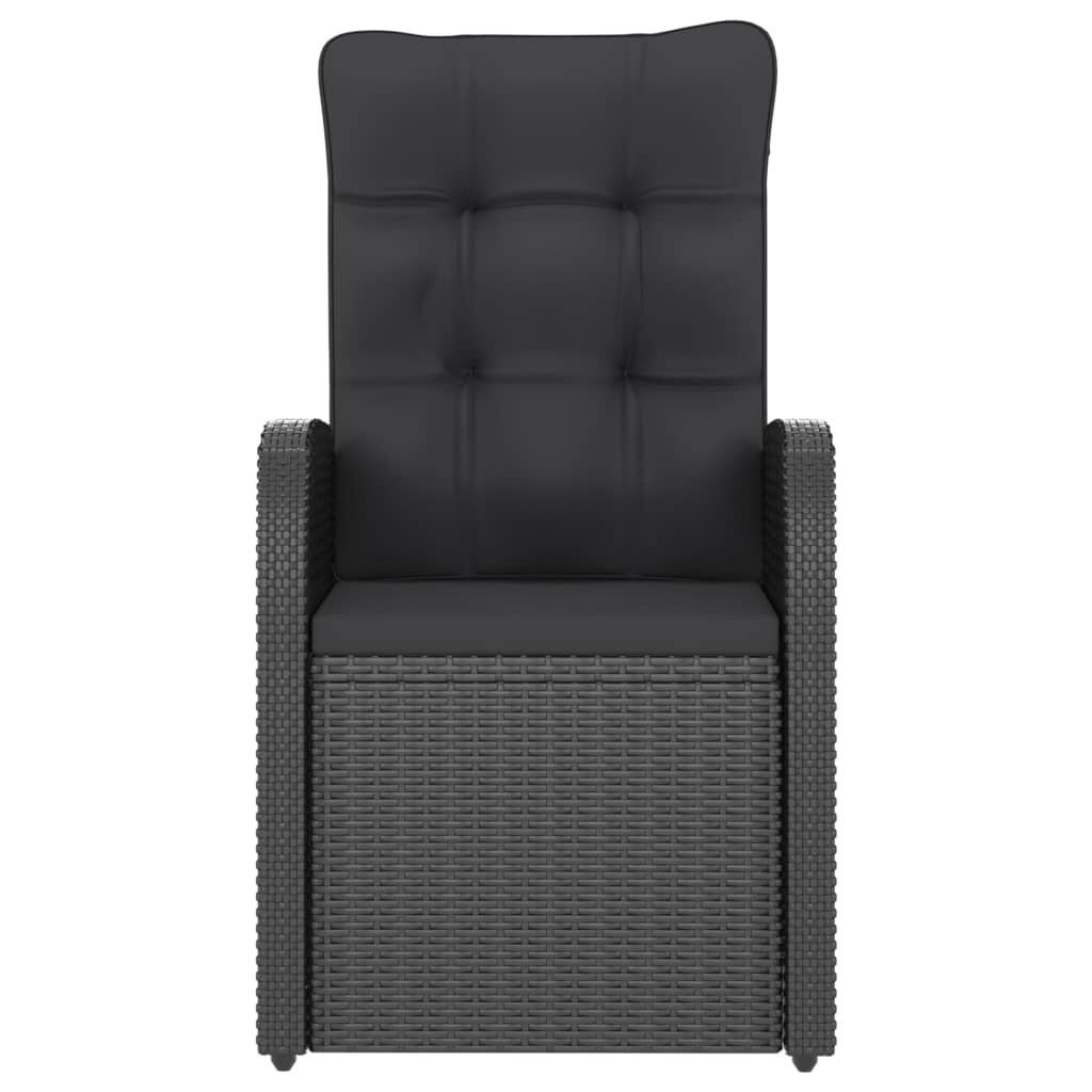 vidaXL 7 Piece Outdoor Dining Set with Cushions Poly Rattan Black