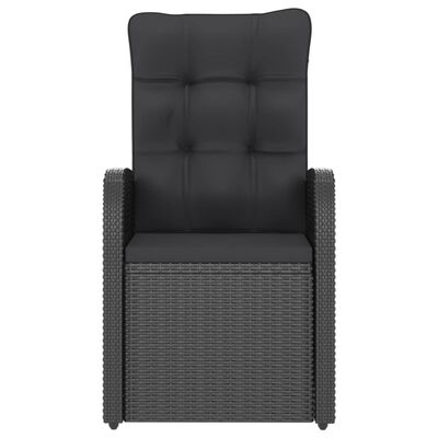 vidaXL 7 Piece Outdoor Dining Set with Cushions Poly Rattan Black