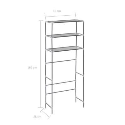 vidaXL 3-Tier Storage Rack over Laundry Machine Silver 69x28x169 cm, silver vidaXL 3-Tier Storage Rack over Laundry Machine Silver 69x28x169 cm