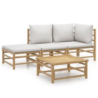 vidaXL 4 Piece Garden Lounge Set with Light Grey Cushions Bamboo,  vidaXL 4 Piece Garden Lounge Set with Light Grey Cushions Bamboo