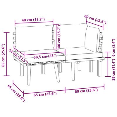 vidaXL 2 Piece Garden Lounge Set with Cushions Solid Acacia Wood,  vidaXL 2 Piece Garden Lounge Set with Cushions Solid Acacia Wood