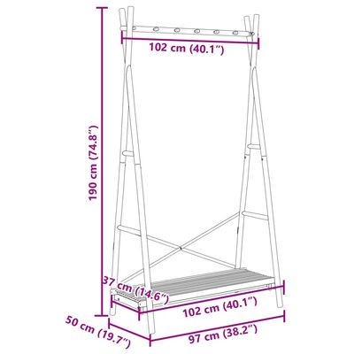 vidaXL Clothes Rack with Shelf 102x50x190 cm Bamboo,  vidaXL Clothes Rack with Shelf 102x50x190 cm Bamboo