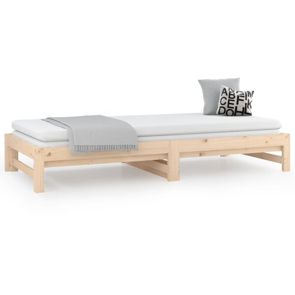 vidaXL Pull-out Day Bed without Mattress 2x(80x200) cm Solid Wood Pine