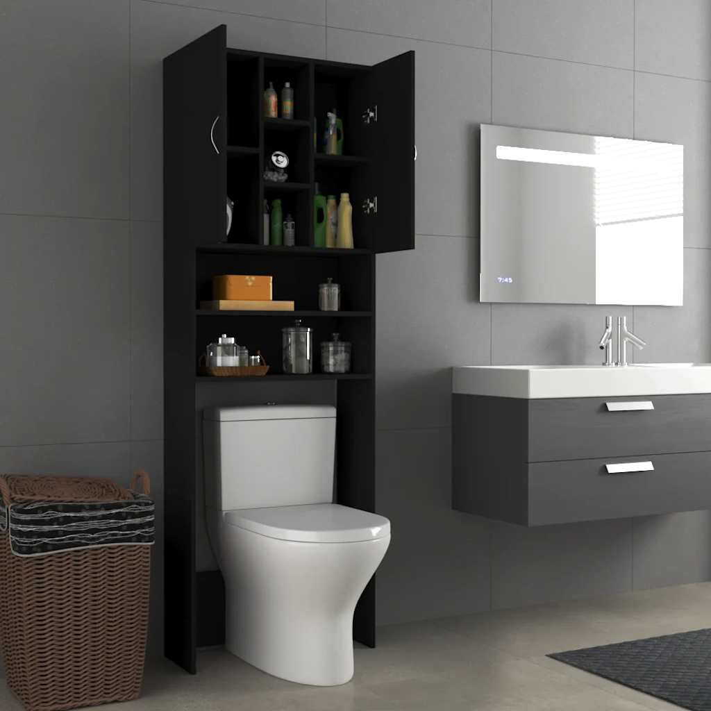 vidaXL Washing Machine Cabinet Black 64x25.5x190 cm