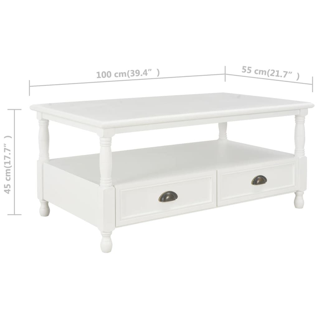 vidaXL Coffee Table White 100x55x45 cm Wood