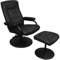 vidaXL TV Armchair with Footstool Black Faux Leather,  vidaXL TV Armchair with Footstool Black Faux Leather