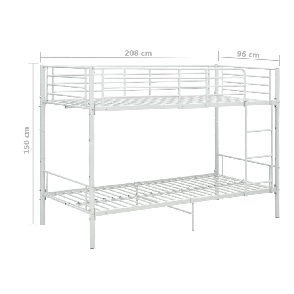 vidaXL Bunk Bed without Mattress White Metal 90x200cm