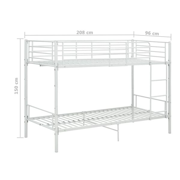 vidaXL Bunk Bed without Mattress White Metal 90x200cm