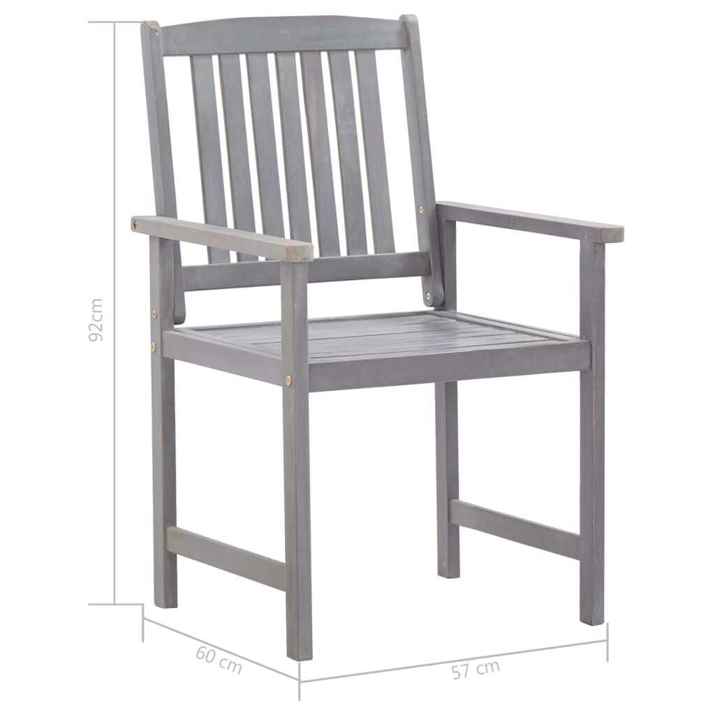 vidaXL 7 Piece Outdoor Dining Set Grey Wash Solid Acacia Wood