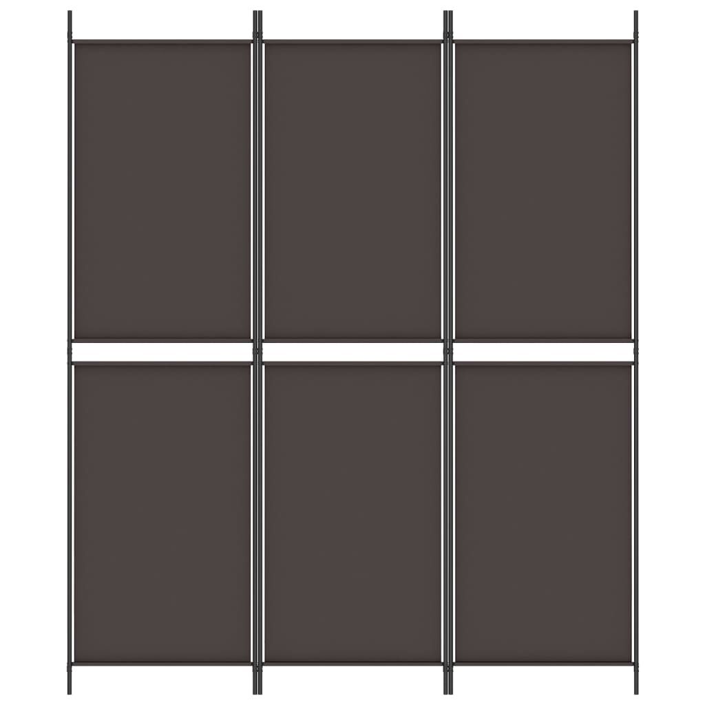 vidaXL 3-Panel Room Divider Brown 150x180 cm Fabric